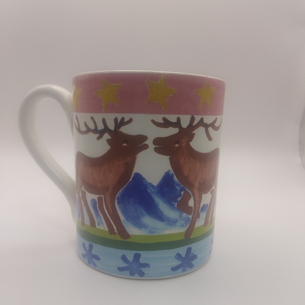 La Gioconda Made‎ in Italy Mug Cup Coffee Tea Reindeer Stars Holiday Decor